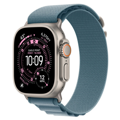 Apple Watch Ultra 3 (2025), 49 мм корпус из титана цвета «Natural», ремешок Alpine Loop размера L цвета «Light Blue»