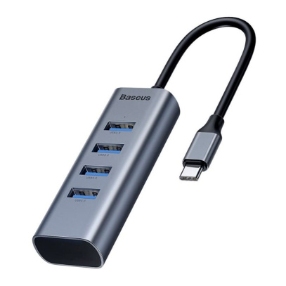 Переходник Baseus для MacBook HUB Enjoy series (Type-C to USB3.0*4 + PD) (CAHUB-Q0G) Deep Grey, темно-серый
