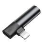 Переходник Baseus 2в1 Lightning / AUX+Lightning (CALL43-01) Черный