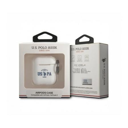 Чехол с карабином CG Mobile для Airpods 2 U.S. POLO ASSN. (USACA2SATH) Белый