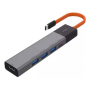 Адаптер MIIIW Type-C HUB Adapter 5в1, 3х USB 3.0 + HDMI 4K + 1x Type-C PD (MWCMA05) Серый