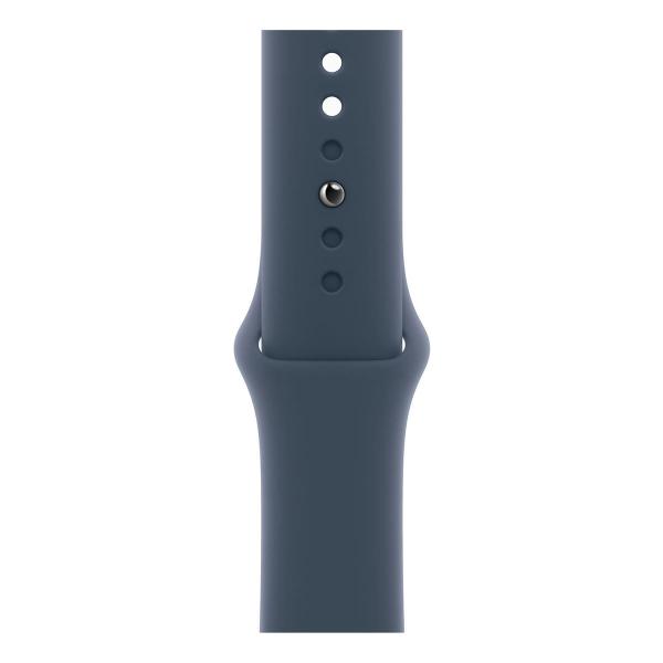 Apple Watch SE (2023), 40 мм корпус из алюминия цвета «Silver», ремешок Sport Band размера S/M цвета «Storm Blue»