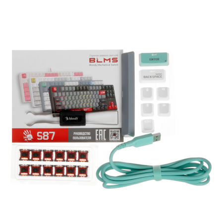 Клавиатура A4Tech Bloody S87 Energy, USB for gamer LED Механическая (S87 USB ENERGY ASH) Серый/зеленый