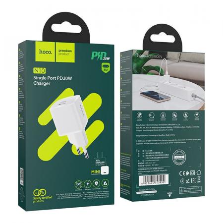 Зарядное устройство hoco. Starter USB Type-C 20Вт (N10) Белый