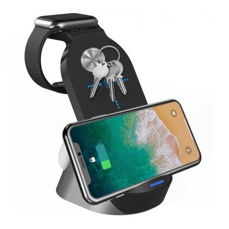 Док-станция Three in one Wireless Charger Station 3в1 15W (H-18) Black, черный