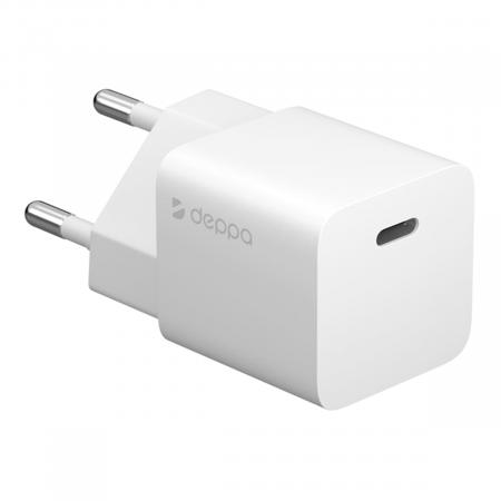 Зарядное устройство Deppa Wall Charger GaN USB Type-C, Power Delivery, 20Вт (11400) Белый