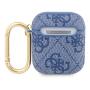 Чехол Guess для Airpods 1/2 PU leather 4G с карабином и металлическим логотипом (GUA24GSMB) Синий