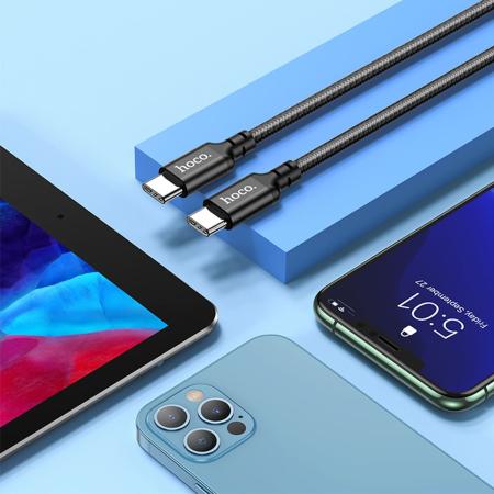 Подарок - Кабель hoco. Super Fast Charging Data Cable разъем Type-C – Type-C, 1 м (X14) Черный