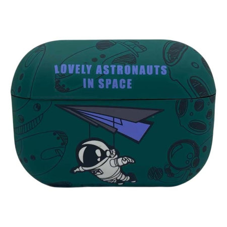 Чехол для AirPods 3 COQUE POUR Зеленый с рисунком Lovely astronauts in space