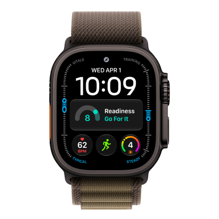 Apple Watch Ultra 4, 49 мм корпус из титана цвета «Black», ремешок Alpine Loop цвета «Dark Olive» размера S