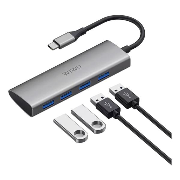 Хаб WiWU Alpha Type-C 4*USB3.0 (A440) Серый